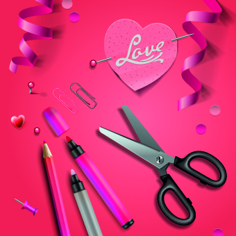 Creative Valentines Day paper cut object vector 01