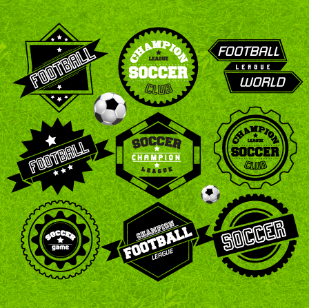 Creative football labels design vector graphics 01