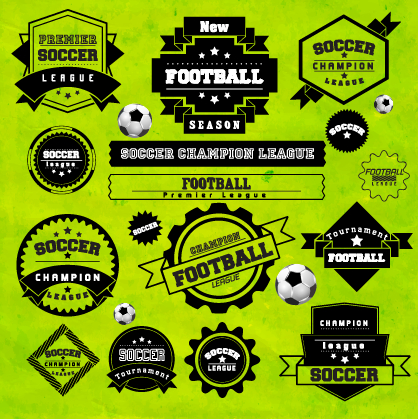 Creative football labels design vector graphics 02