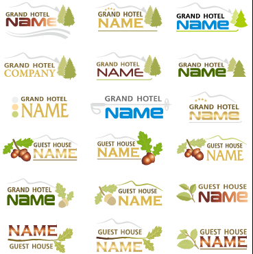Creative hotel logos set vector