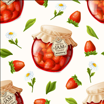 ith fruit vector seamless pattern 02 Creative jam jar with fruit vector seamless pattern 02