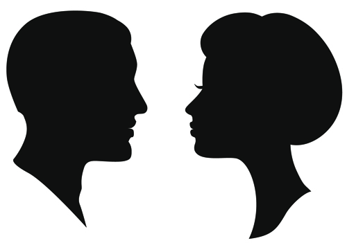 Creative man and woman silhouettes vector set 02
