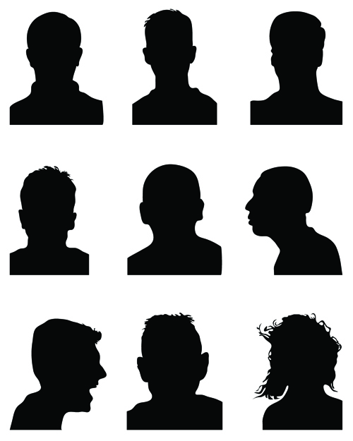 Creative man and woman silhouettes vector set 03