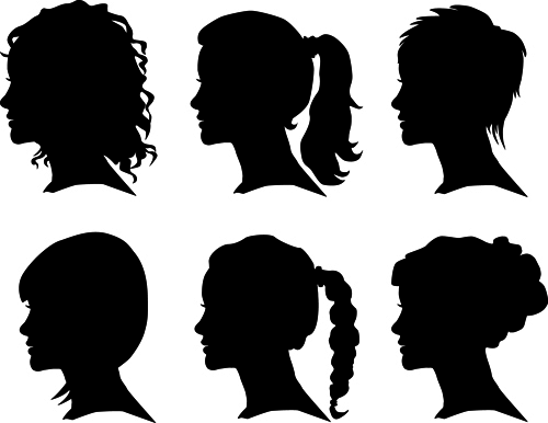 Creative man and woman silhouettes vector set 04