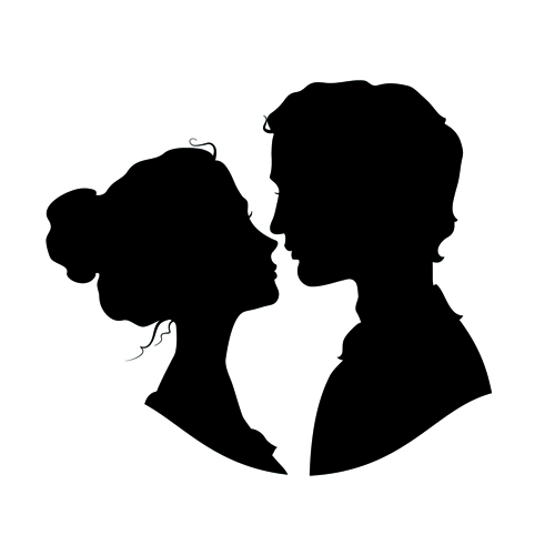 Creative man and woman silhouettes vector set 07