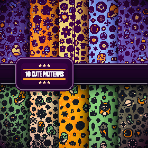 Vector cute patterns design 01