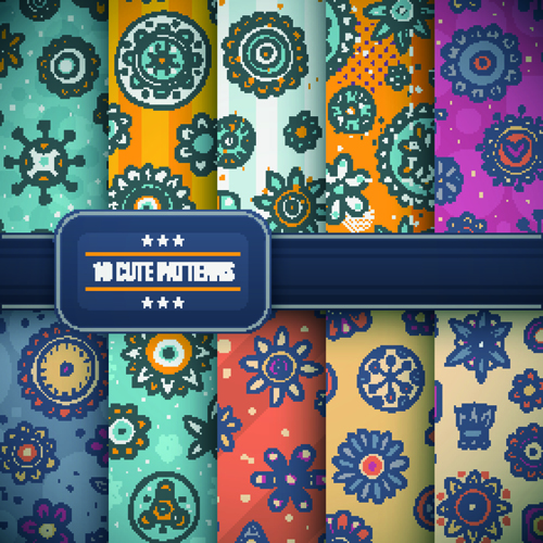 Vector cute patterns design 04