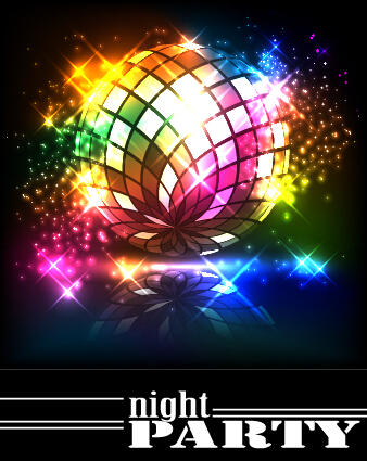 Disco night party neon background vector 10