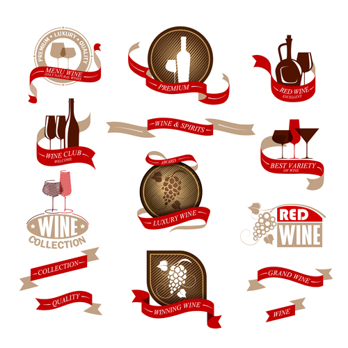 Elegant Wine Labels vector 02