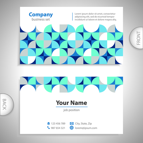 Excellent business cards front back template vector 04