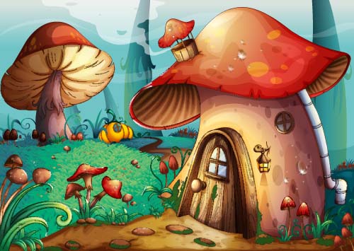 Fantasy fairy tale world cartoon vector 04