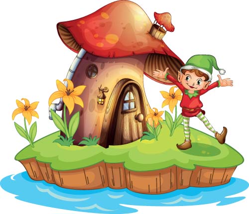 Fantasy fairy tale world cartoon vector 06