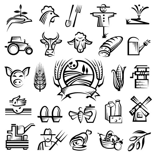 logos hand drawn farm 