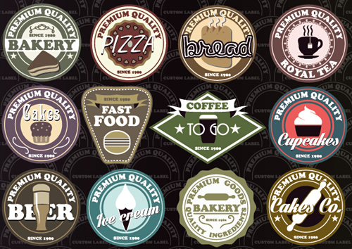 k different colored labels vector 01 Fast food and drink different colored labels vector 01