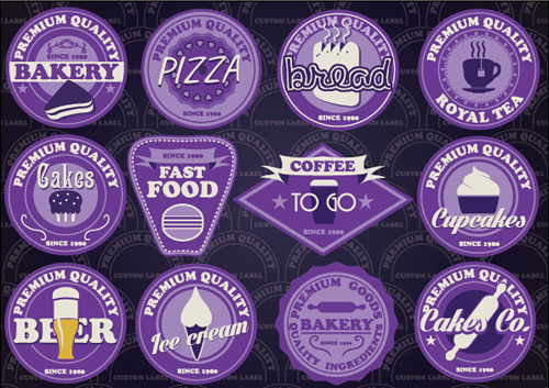 k different colored labels vector 02 Fast food and drink different colored labels vector 02