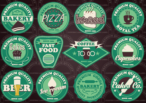 k different colored labels vector 03 Fast food and drink different colored labels vector 03