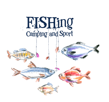 sport hand drawn fishing camping 