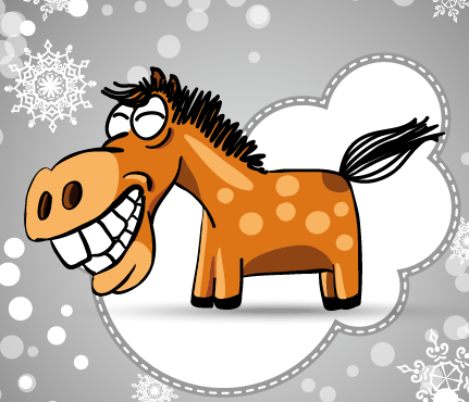 Funny hand drawn horse cards vector