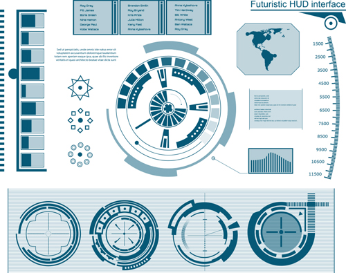 Futuristic HUD Interface template vector 01