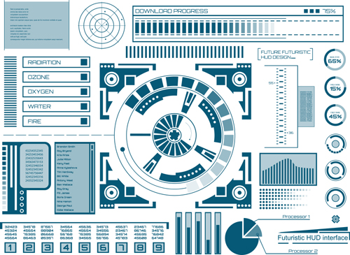 Futuristic HUD Interface template vector 02