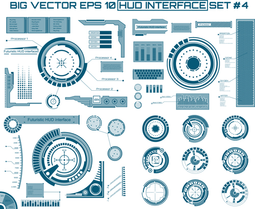 Futuristic HUD Interface template vector 03