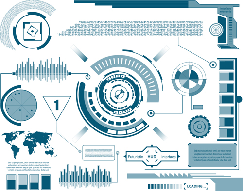 Futuristic HUD Interface template vector 04