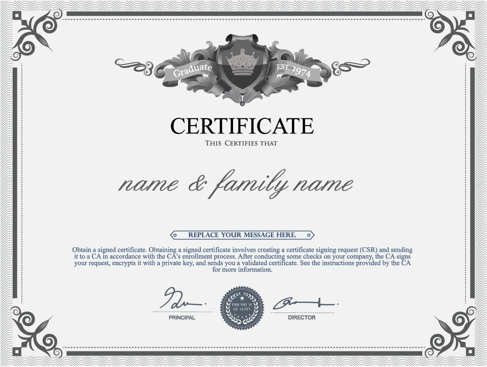 Gray style certificate and diploma template vector 06