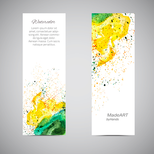 Grunge watercolor banners vectors 02