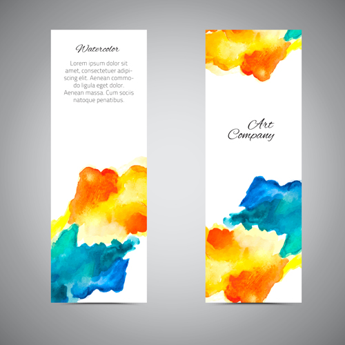 Grunge watercolor banners vectors 03
