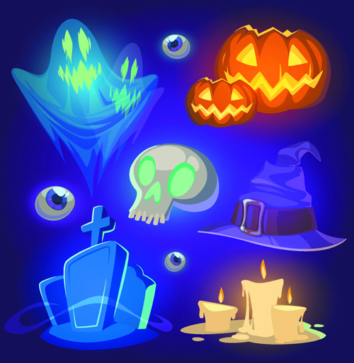 Halloween elements icons vector 02