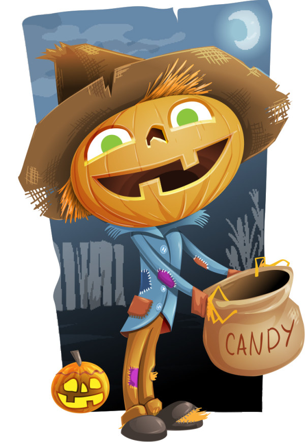 Scarecrow pumpkin PSD material halloween 