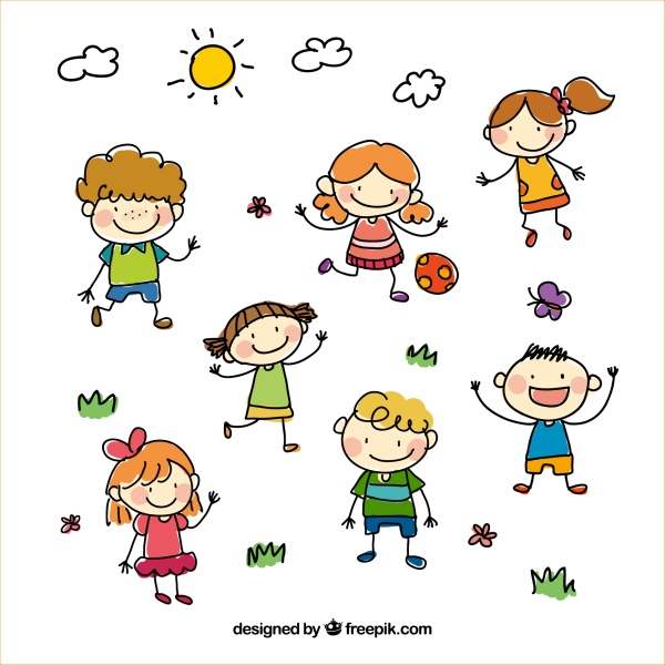 Hand drawn cartoon kids vector material