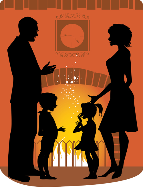 Home fireplace vector background material 02