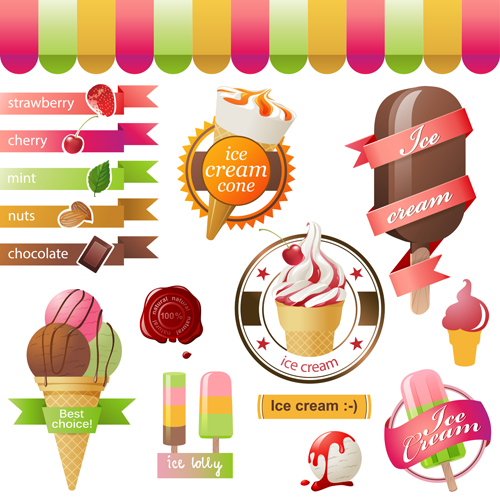 ice cream ice emblems emblem different colored 