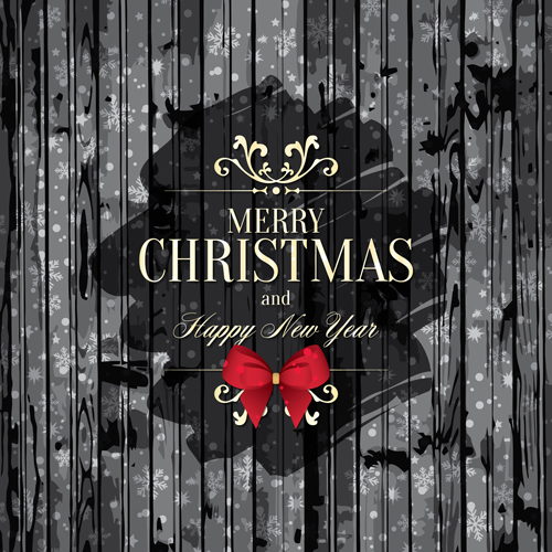 New year and christmas labels with black wooden background