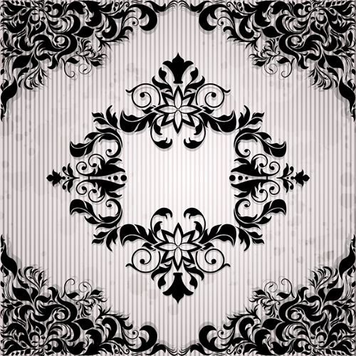 Ornate black floral pattern background art