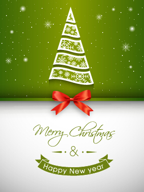 Red bow christmas greeting card set 01