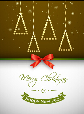 Red bow christmas greeting card set 03