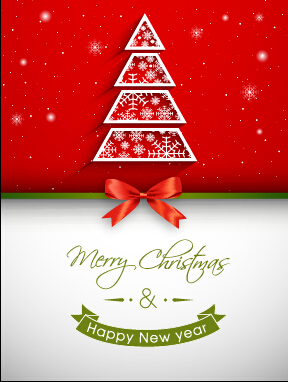 Red bow christmas greeting card set 04