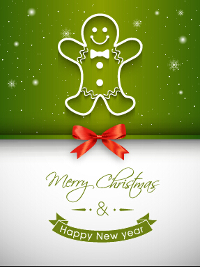 Red bow christmas greeting card set 05