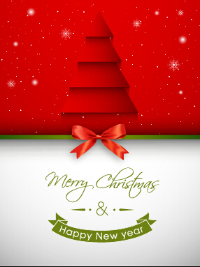 Red bow christmas greeting card set 06