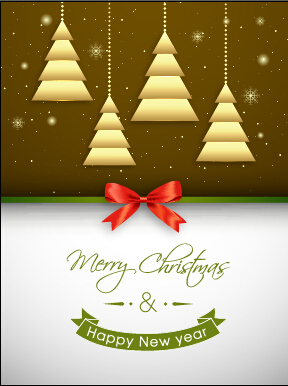 Red bow christmas greeting card set 07