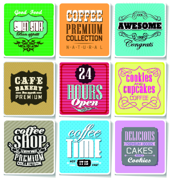 Retro food labels illustration vector 04