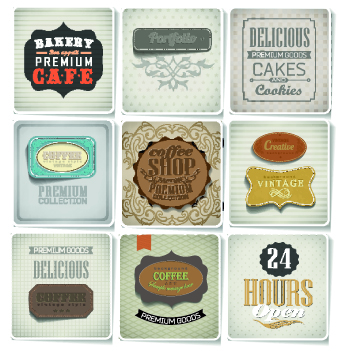 Retro food labels illustration vector 05