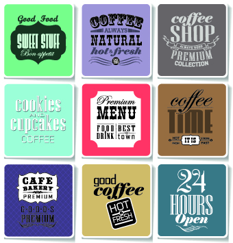 Retro food labels illustration vector 06