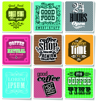 Retro food labels illustration vector 07