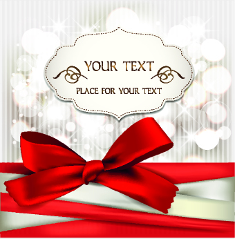Shiny ribbon holiday cards vector