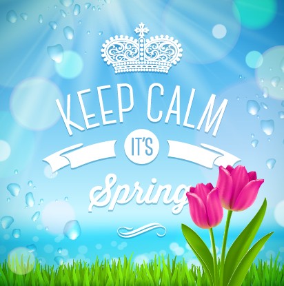Shiny spring elements vector background set 04