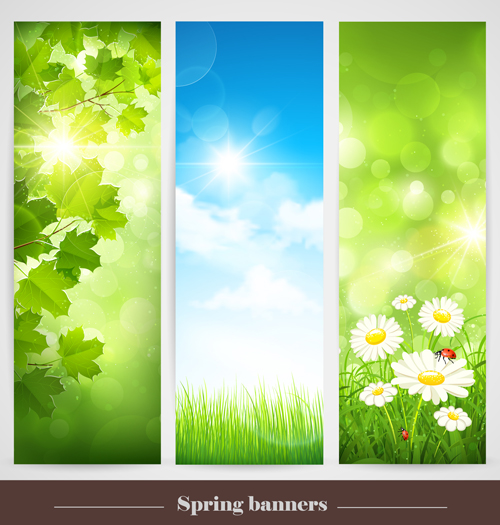 Spring natural banners vector set 02 Spring natural banners vector set 02