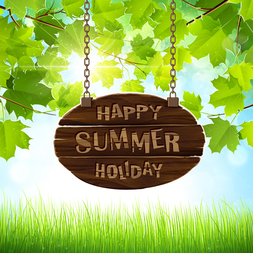 s with sunlight vector background 01 Summer green leaves with sunlight vector background 01